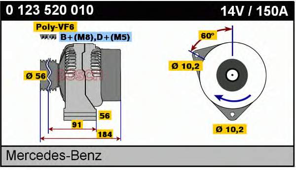 A0101547702 Mercedes генератор