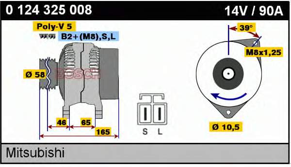 Генератор Bosch 0124325008 ціна, від 156.39 USD