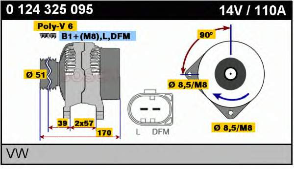 Генератор 0124325095 Bosch