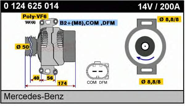 Генератор Bosch 0124625014 ціна, від 112.61 USD