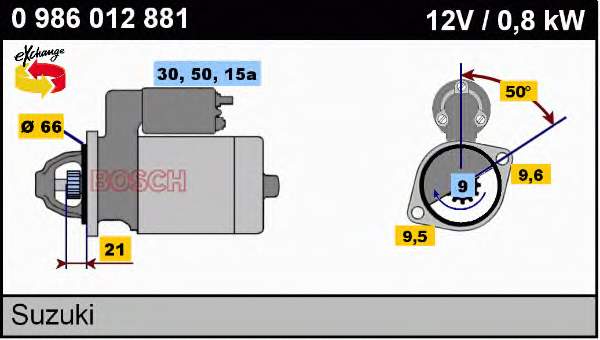 Купити 0986012881 Bosch Стартер