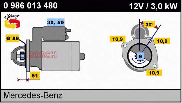 Стартер Bosch 0986013480 ціна, від 152.30 USD