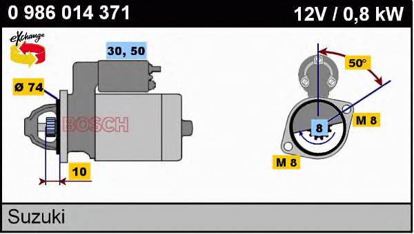 Стартер автомобільний Bosch 0986014371