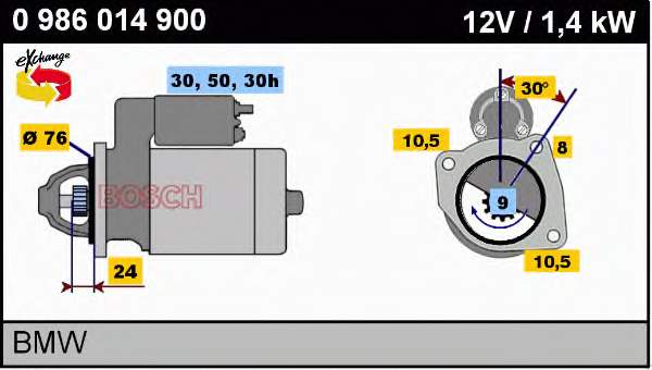 Купити 0986014900 Bosch Стартер