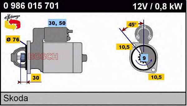Купити 0986015701 Bosch Стартер