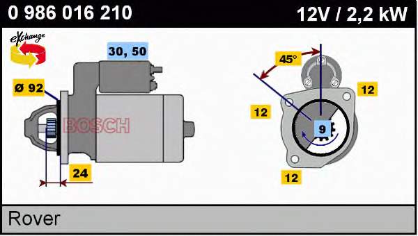 Купити 0986016210 Bosch Стартер
