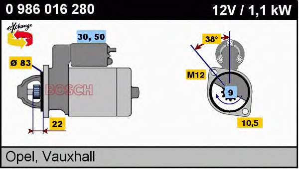 Купити 0986016280 Bosch Стартер
