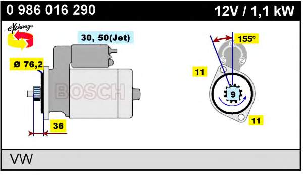 0986016290 Bosch Стартер двигуна