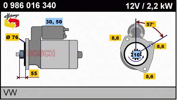 Стартер 0986016340 Bosch