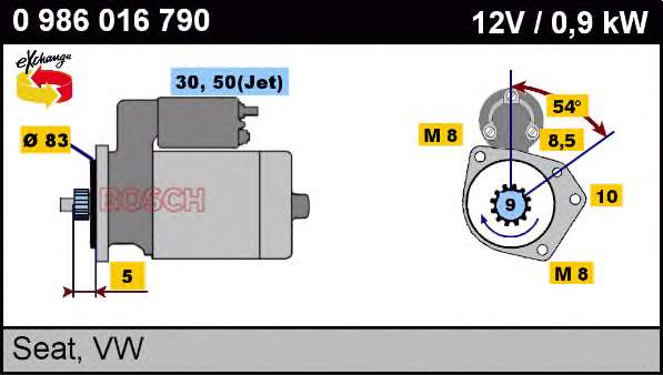 0986016790 Bosch Стартер двигуна