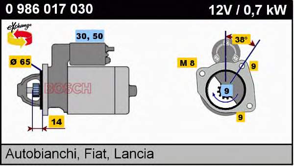 Стартер автомобільний Bosch 0986017030