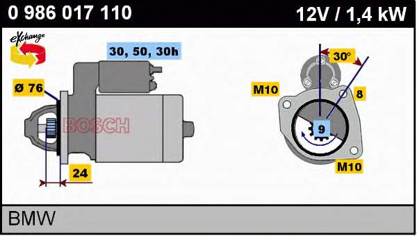 Купити 0986017110 Bosch Стартер