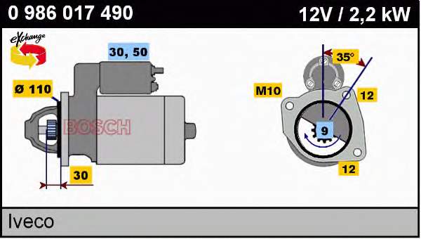 0986017490 Bosch Стартер двигуна