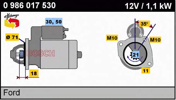 Стартер Bosch 0986017530 ціна, від 64.60 USD