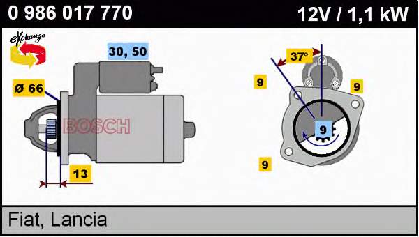 Купити 0986017770 Bosch Стартер