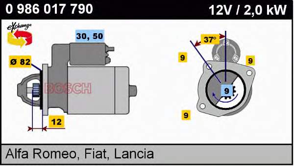 0986017790 Bosch Стартер двигуна