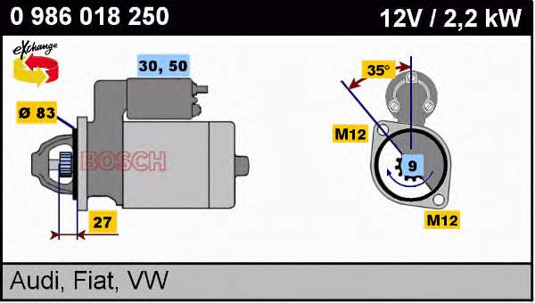 Стартер 0986018250 Bosch