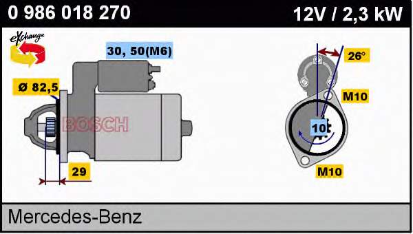 Стартер Bosch 0986018270 ціна, від 62.57 USD