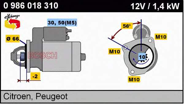 Стартер 0986018310 Bosch