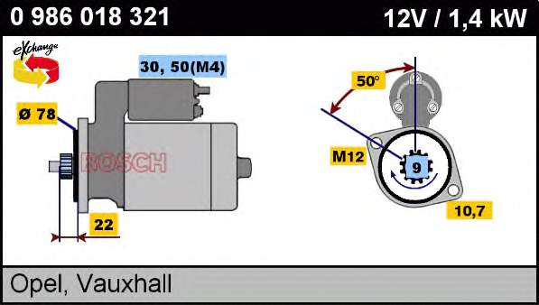 Стартер Bosch 0986018321 ціна, від 101.41 USD