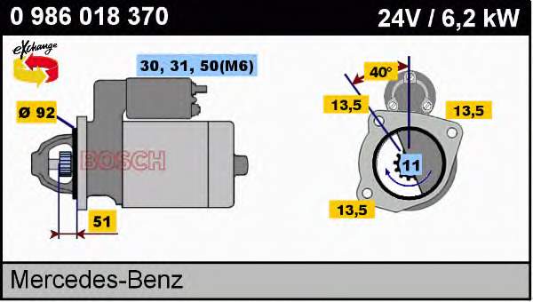 Стартер Bosch 0986018370 ціна, від 244.61 USD