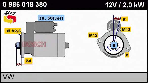 Купити 0986018380 Bosch Стартер