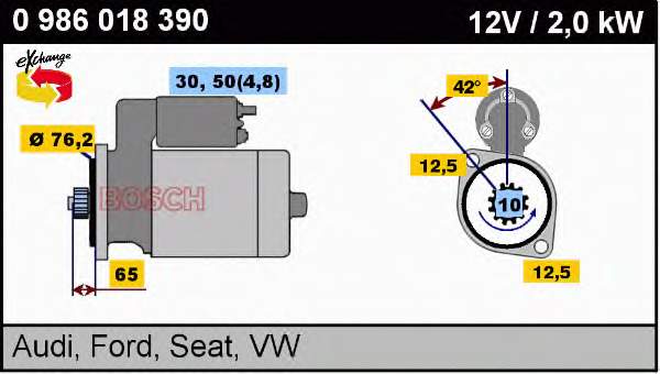 Стартер Bosch 0986018390 ціна, від 80.76 USD