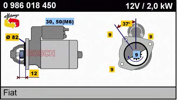 0986018450 Bosch Стартер двигуна
