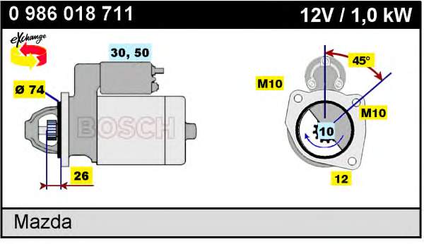 0986018711 Bosch Стартер двигуна