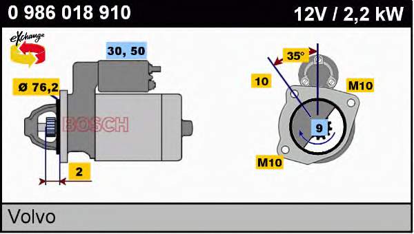 Стартер Bosch 0986018910 ціна, від 44.99 USD