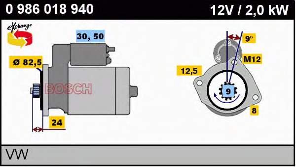 Стартер 0986018940 Bosch