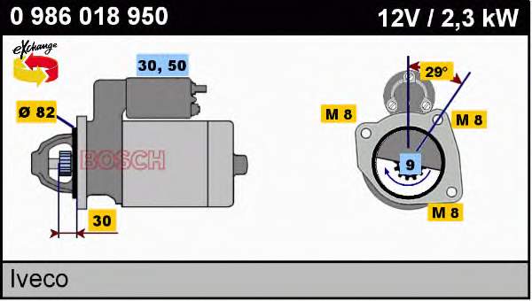 Купити 0986018950 Bosch Стартер