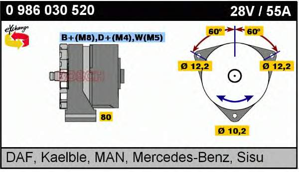 0986030520 Bosch генератор