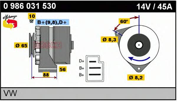 0986031530 Bosch Авто генератор