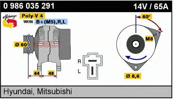 0986035291 Bosch Авто генератор