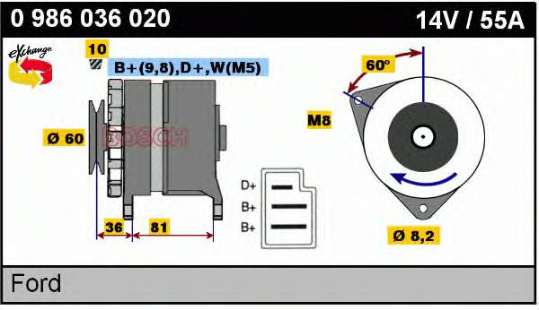 0986036020 Bosch Авто генератор