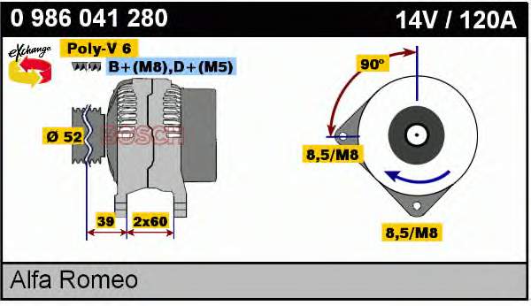 0986041280 Bosch Авто генератор