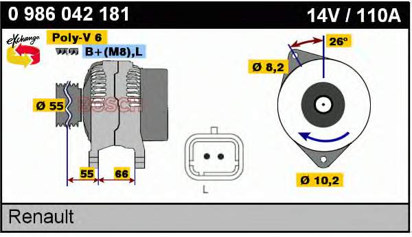 Генератор A13VI195 Renault (RVI)