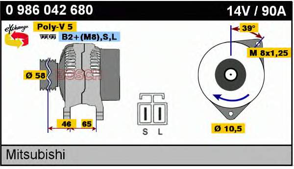 Генератор Bosch 0986042680 ціна, від 158.07 USD