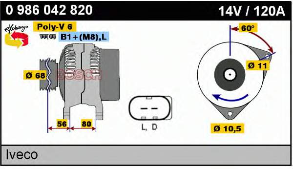0986042820 Bosch Авто генератор