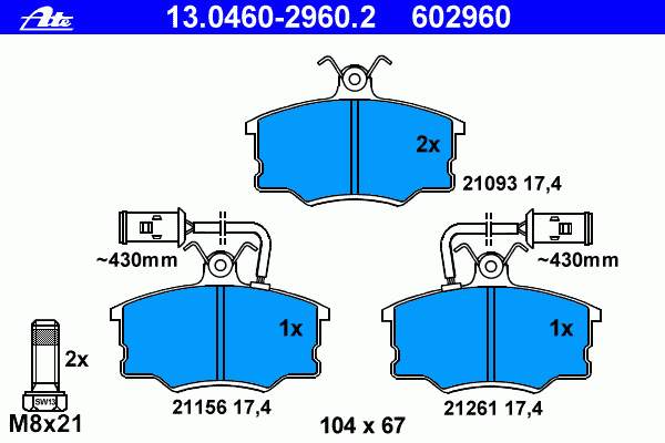 Гальмівні колодки ATE 13046029602 ціна, від 15.82 USD
