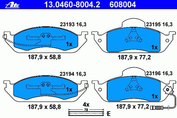 Гальмівні колодки ATE 13046080042 ціна, від 34.28 USD