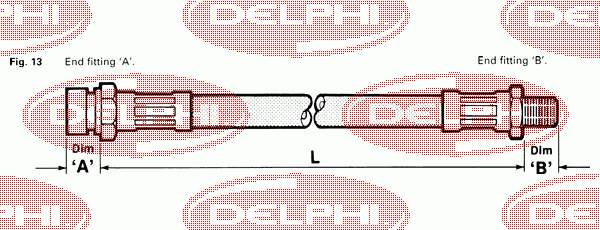 LH2791 Delphi шланг гальмівний передній