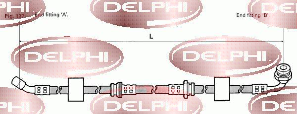 Шланг гальмівний передній, лівий LH0110 Delphi