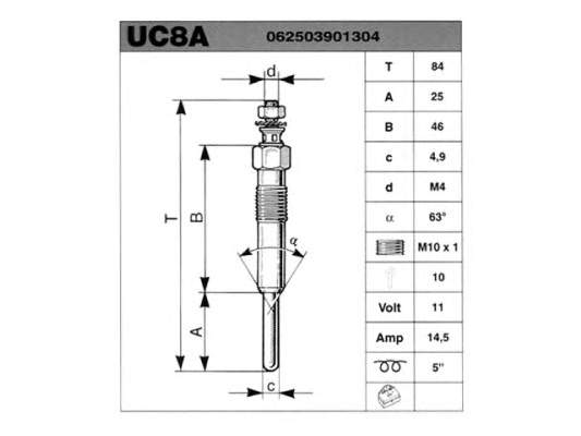 Свічка накалу 062503901304 Magneti Marelli