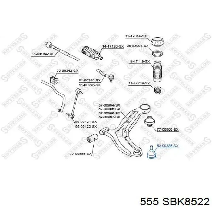 Кульова опора, нижня 555 SBK8522 ціна, від 12.72 USD