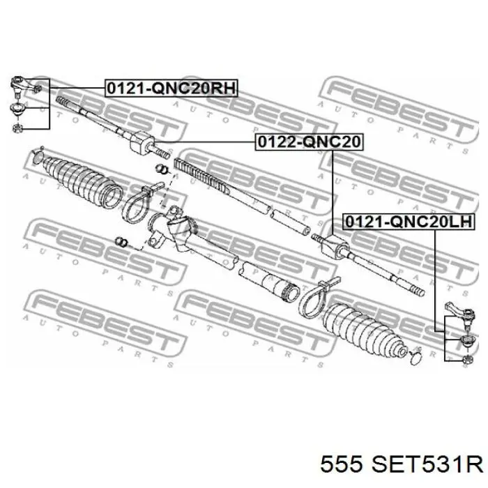 Наконечник рульовий 555 SET531R ціна, від 13.98 USD