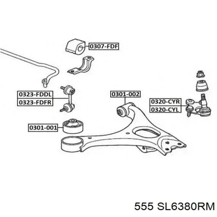 Стійка стабілізатора переднього, права SL6380RM 555