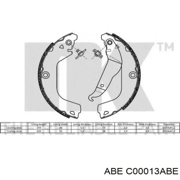 Колодки гальмові задні, барабанні C00013ABE ABE