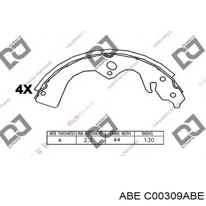 Купити C00309ABE ABE Колодки гальмові задні, барабанні